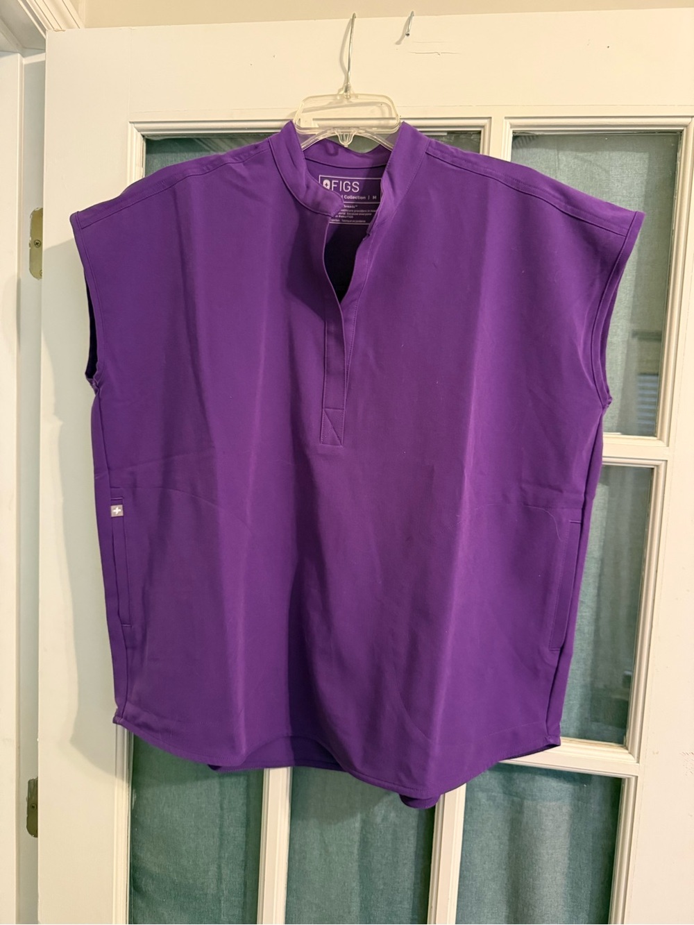 SET OF TWO Figs Women's Purple Sleeveless Medical Scrub Top.
